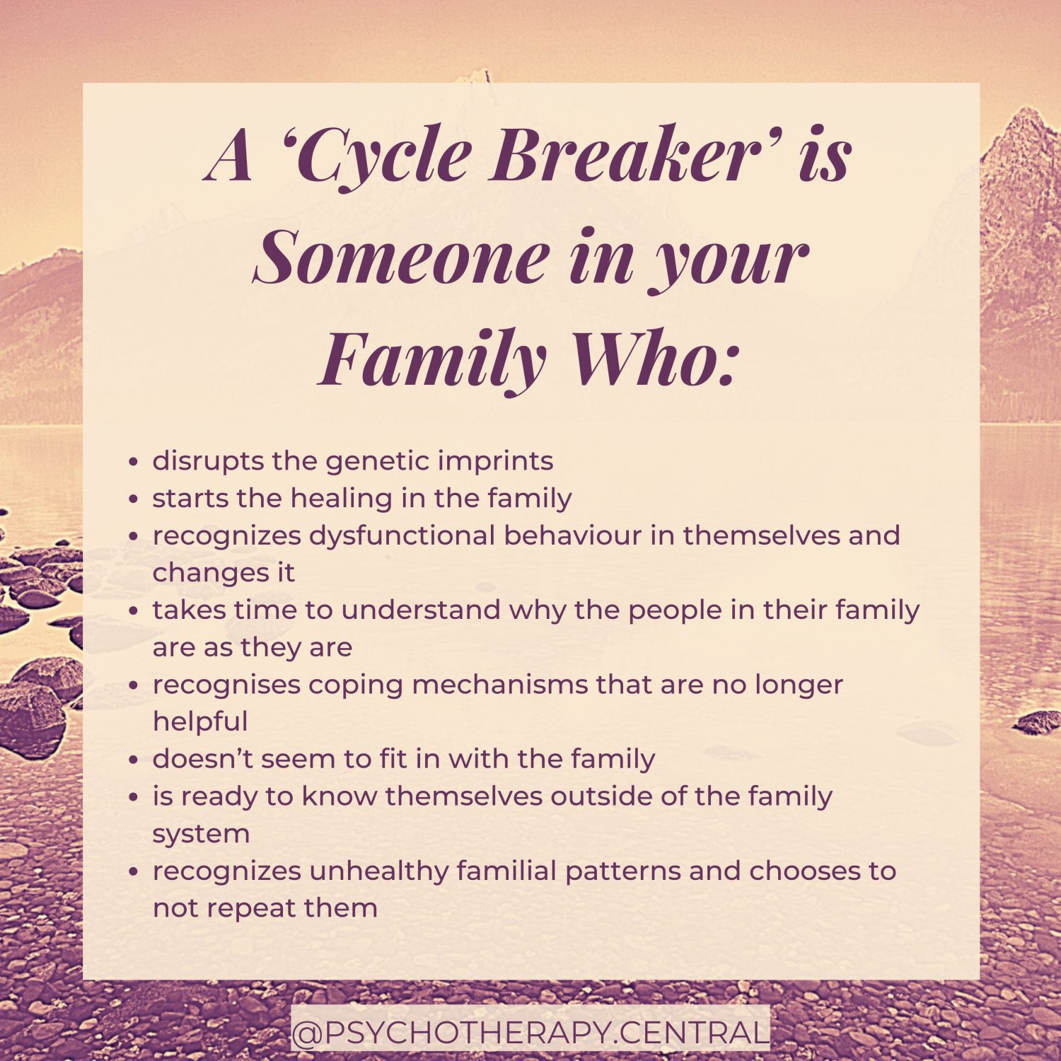 A ‘Cycle Breaker’ is Someone in your Family Who...