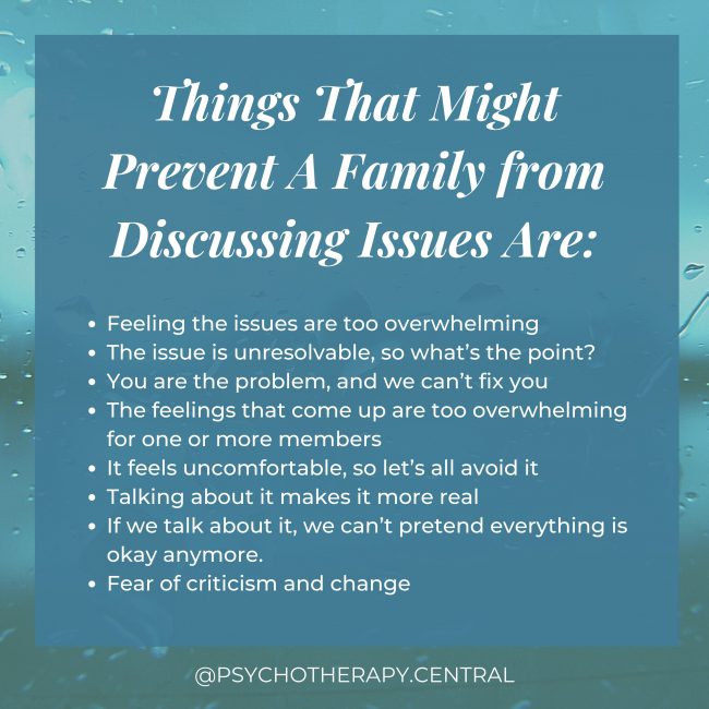Things That Might Prevent A Family from Discussing Issues Ar